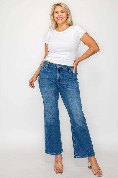 Bytos Full Size Cat's Whiskers Mid Rise Ankle Jeans For Women