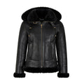 Women’s B3 Bomber Hooded Classic Black Shearling Jacket