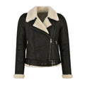 Women’s Genuine Leather Faux Fur Shearling Biker Jacket