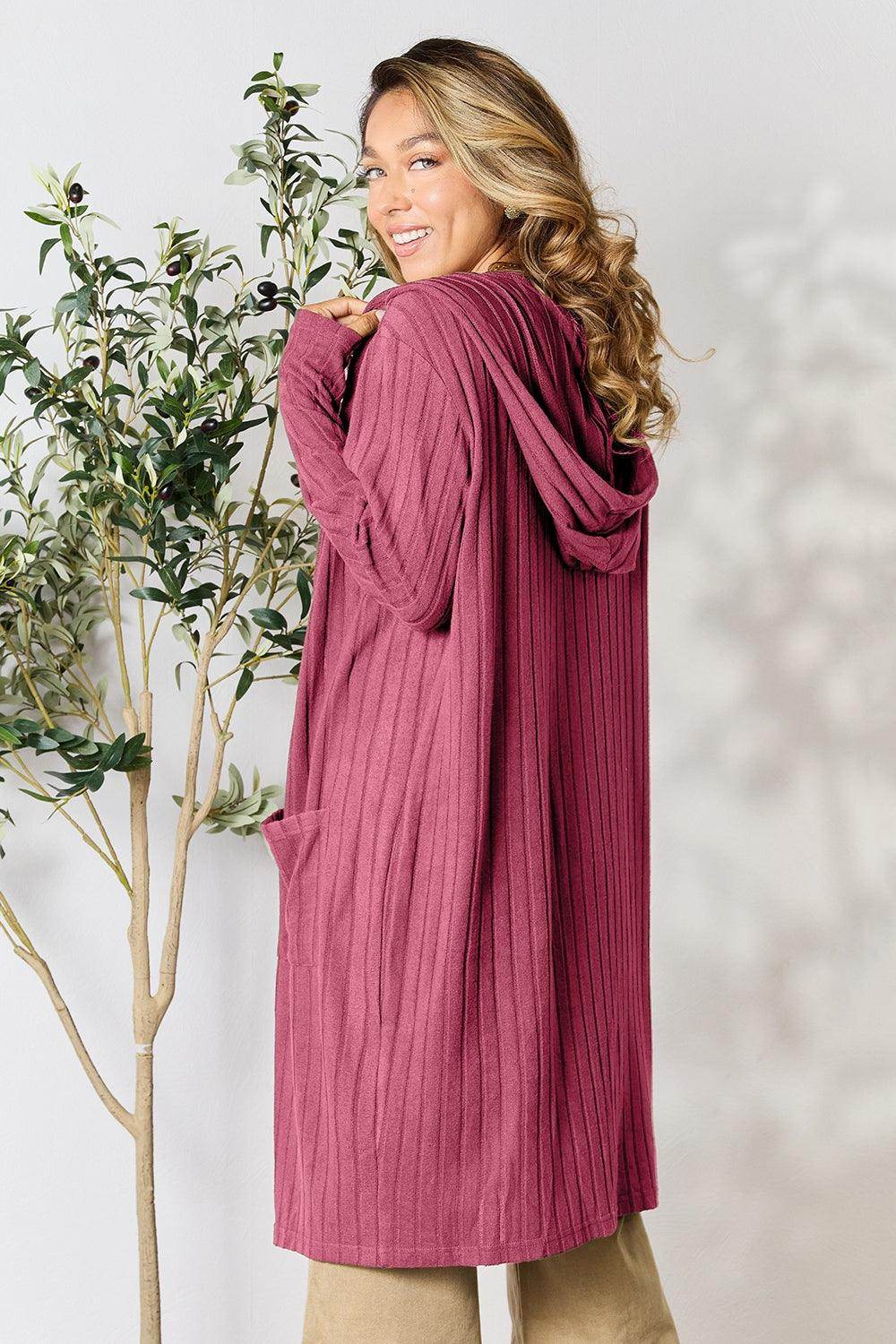 Basic Bae Full Size Hooded Sweater Cardigan for Women