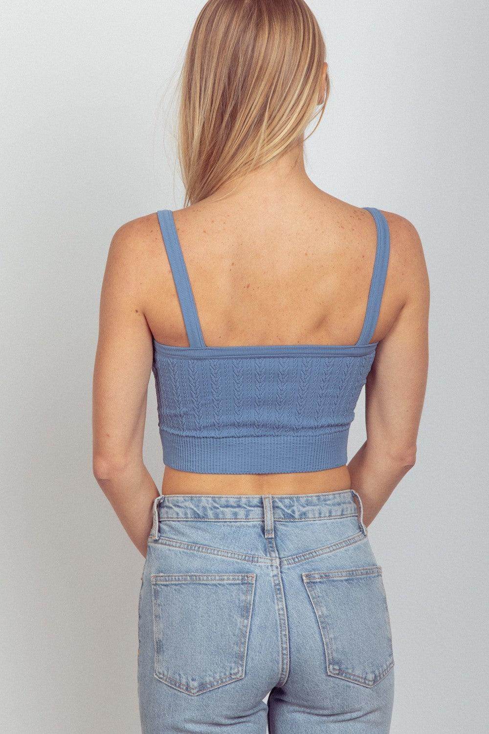 Very J Cable Knit Seamless Cropped Cami for Stylish Comfort