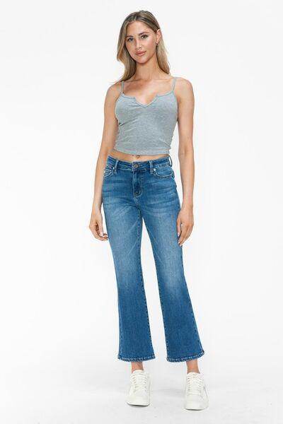 Bytos Full Size Cat's Whiskers Mid Rise Ankle Jeans For Women