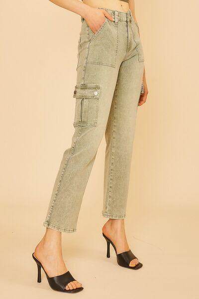 Annie Wear Straight Leg Jeans with Cargo Pockets Style
