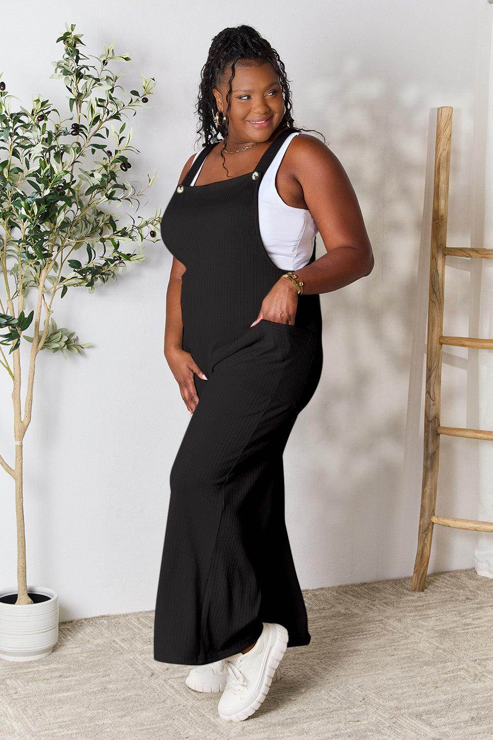Double Take Full Size Wide Strap Overall with Pockets For Women