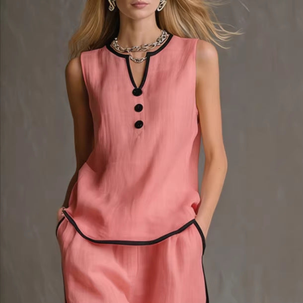 Women's Minimalist Sleeveless Two-Piece Set