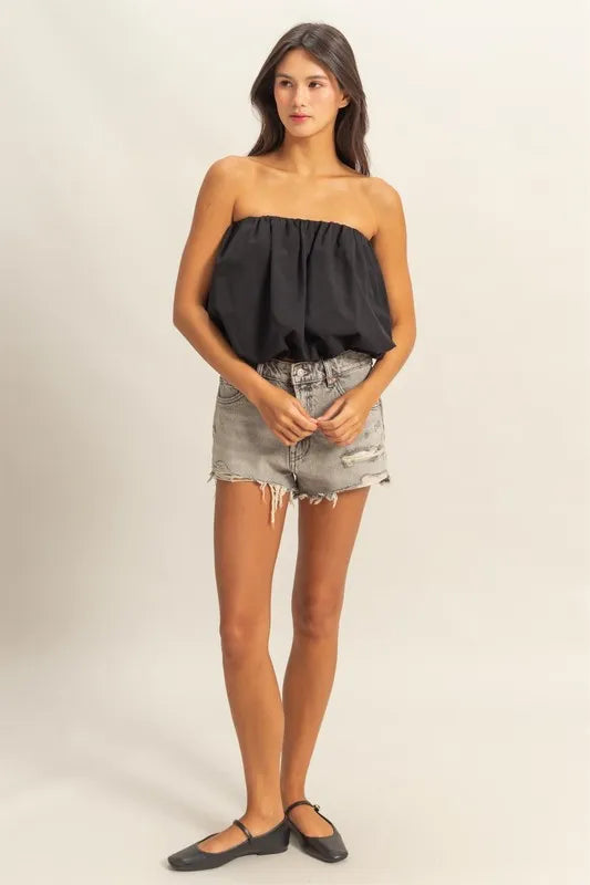 HYFVE Trendy Strapless Bubble Top