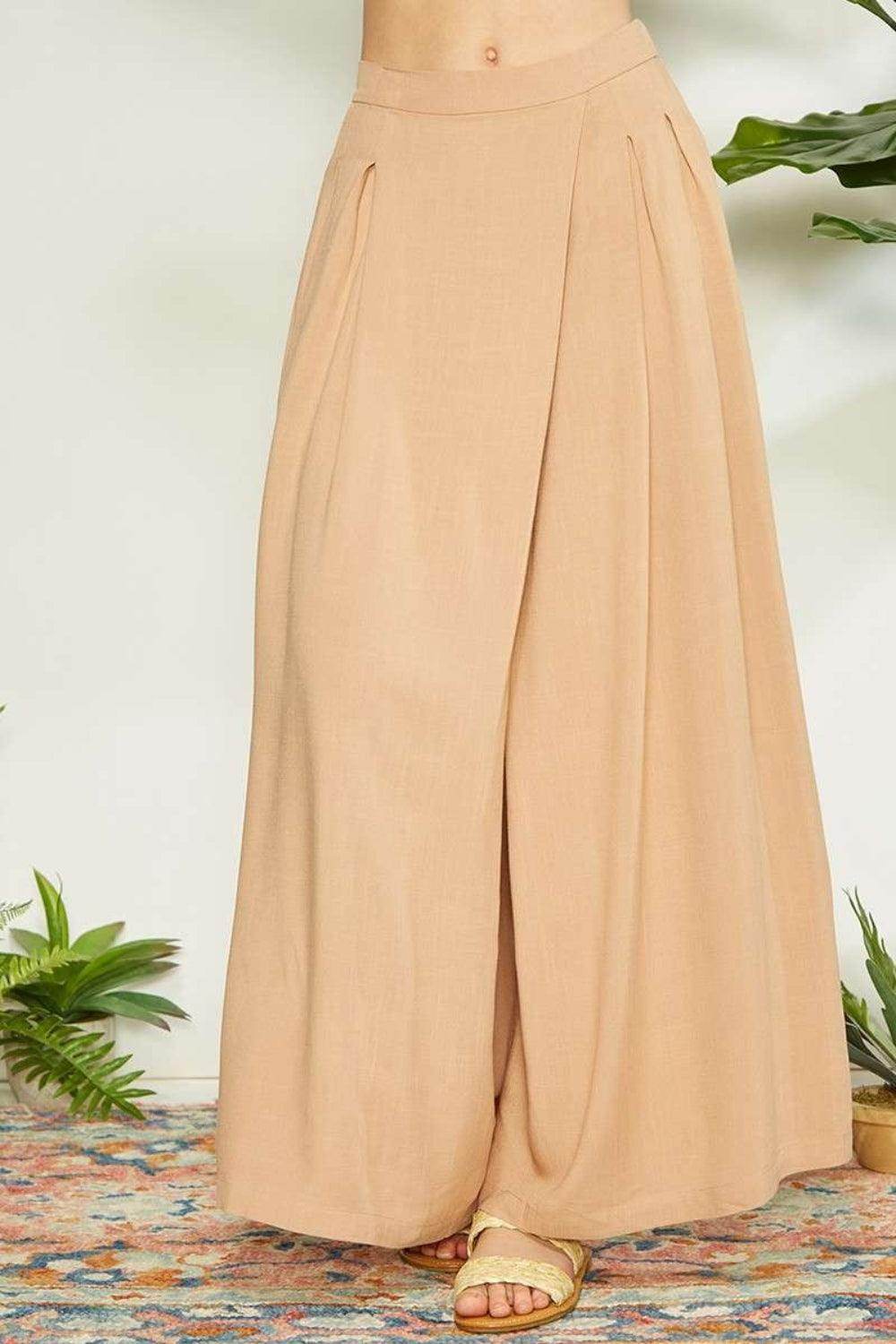 Mittoshop Wrap Pleating Detail Wide Leg Pants for Women