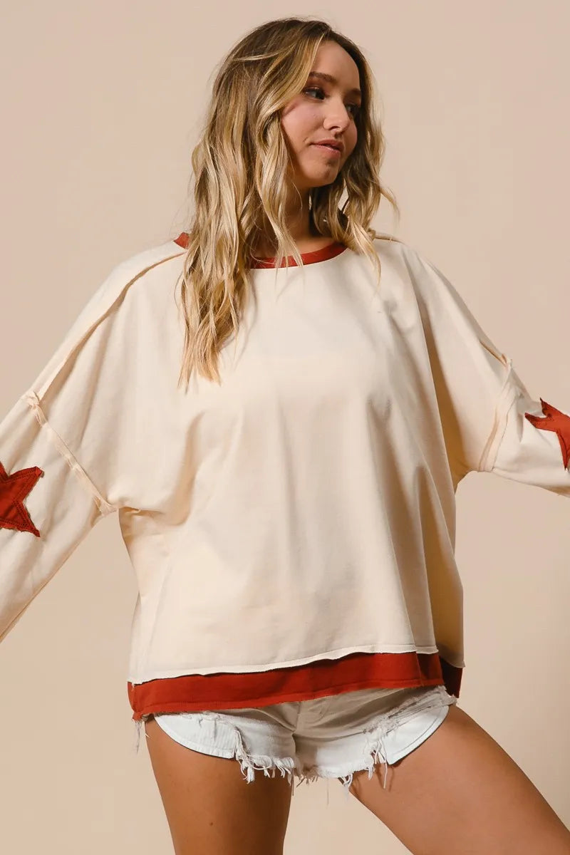 BiBi French Terry Top With Patch Detail Sweatshirt