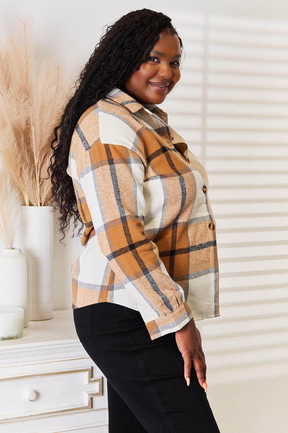 Perfee Plaid Print Dropped Shoulder Shirt for Casual Style