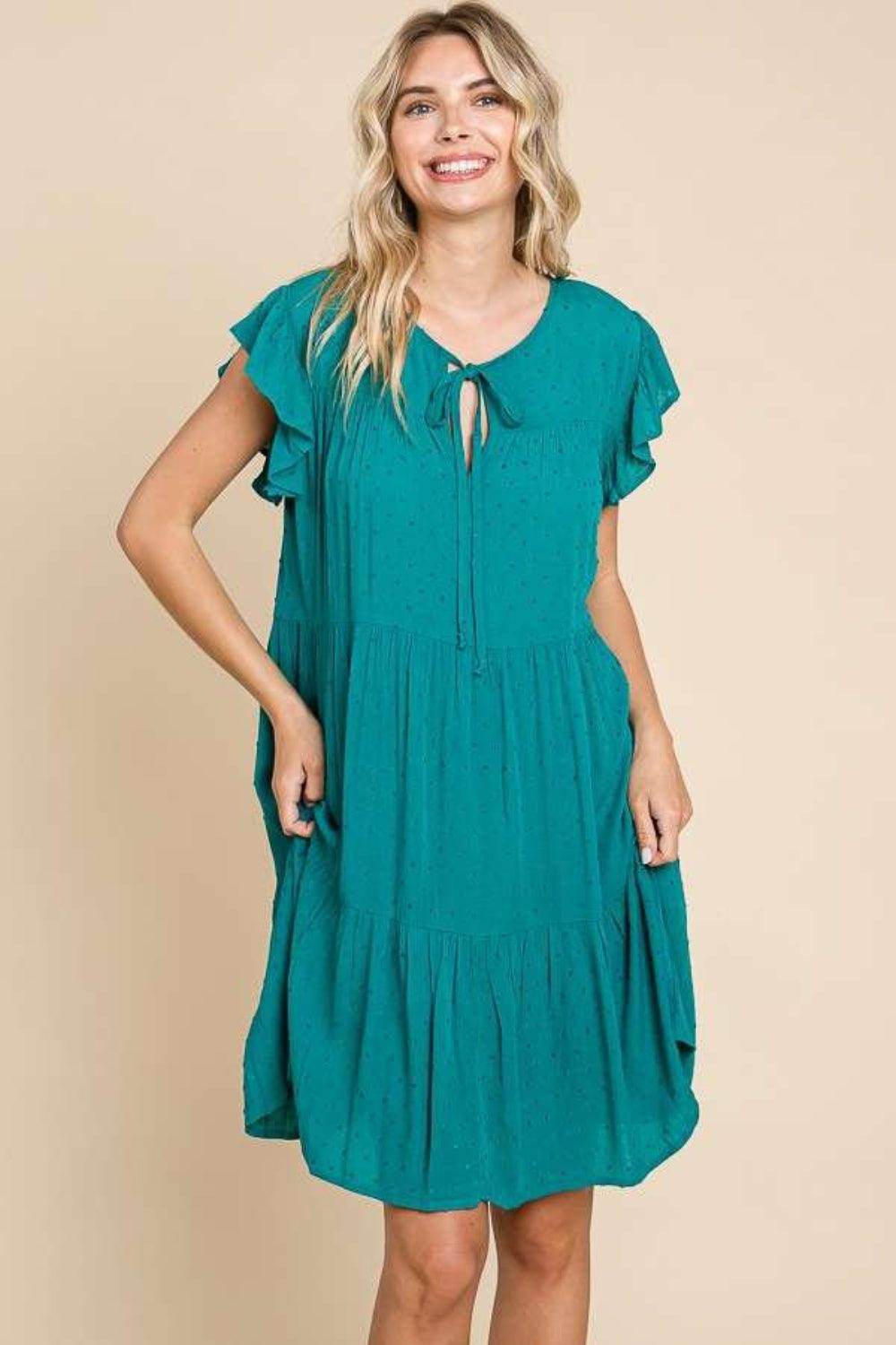 Culture Code Ruffle Cap Sleeve Tiered Dress for Women