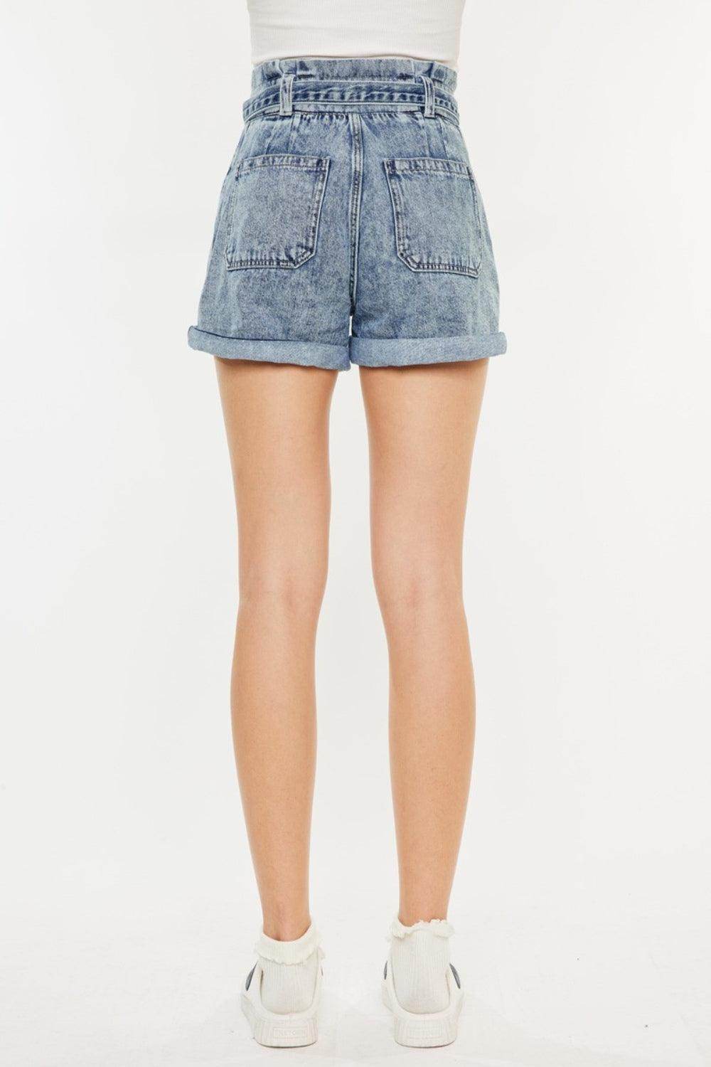 Kancan Ultra High Rise Paperbag Denim Shorts for Women