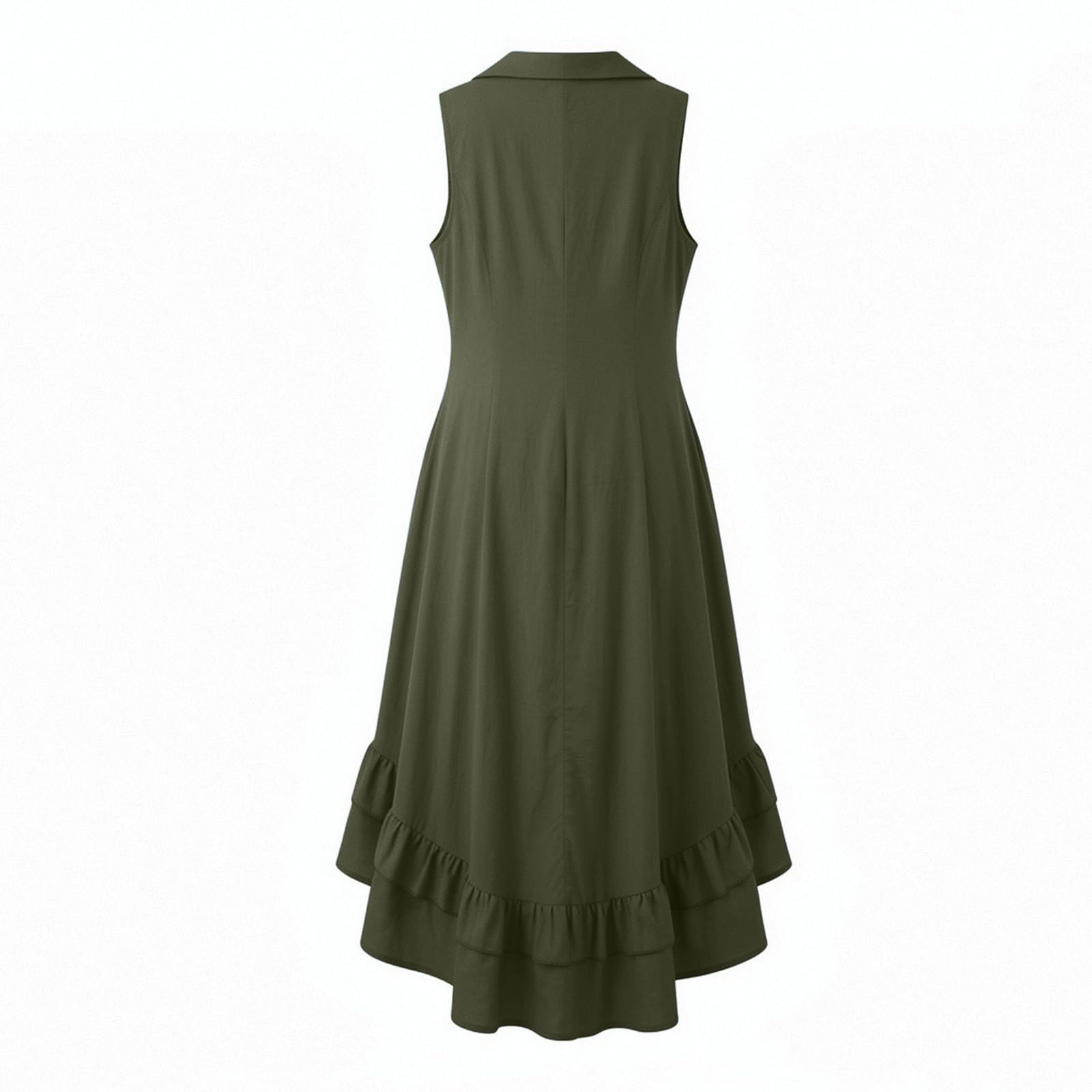 YMADREIG Boho Dresses for Women 2026 Cotton Linen Western Maxi Dress Summer Sleeveless High Low Ruffle Hem Dress with Pocket