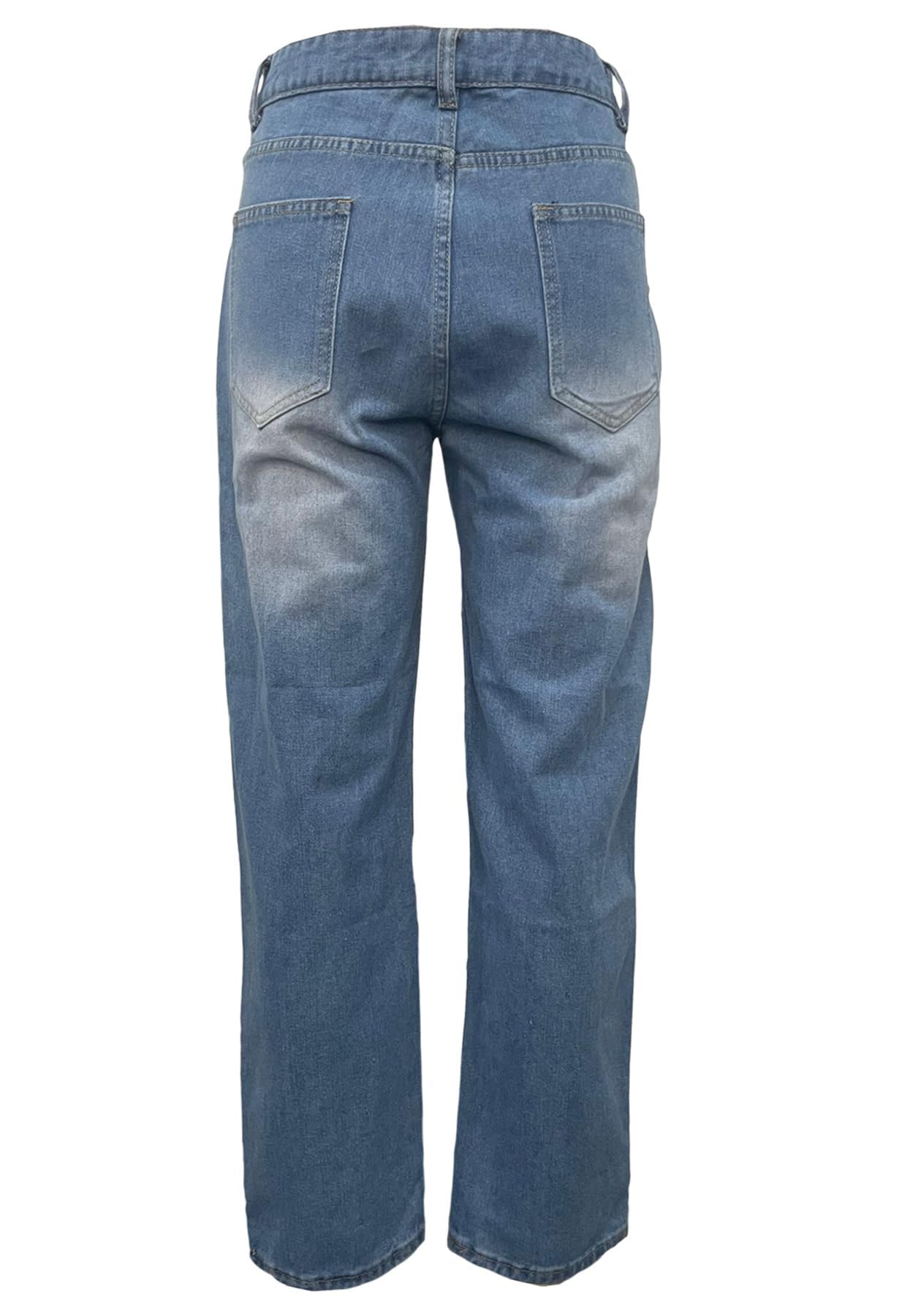 Women's Barrel Jeans Wide Leg High Waist Rhinestone Floral Horseshoe Ripped Baggy Cropped Jeans Denim Pants