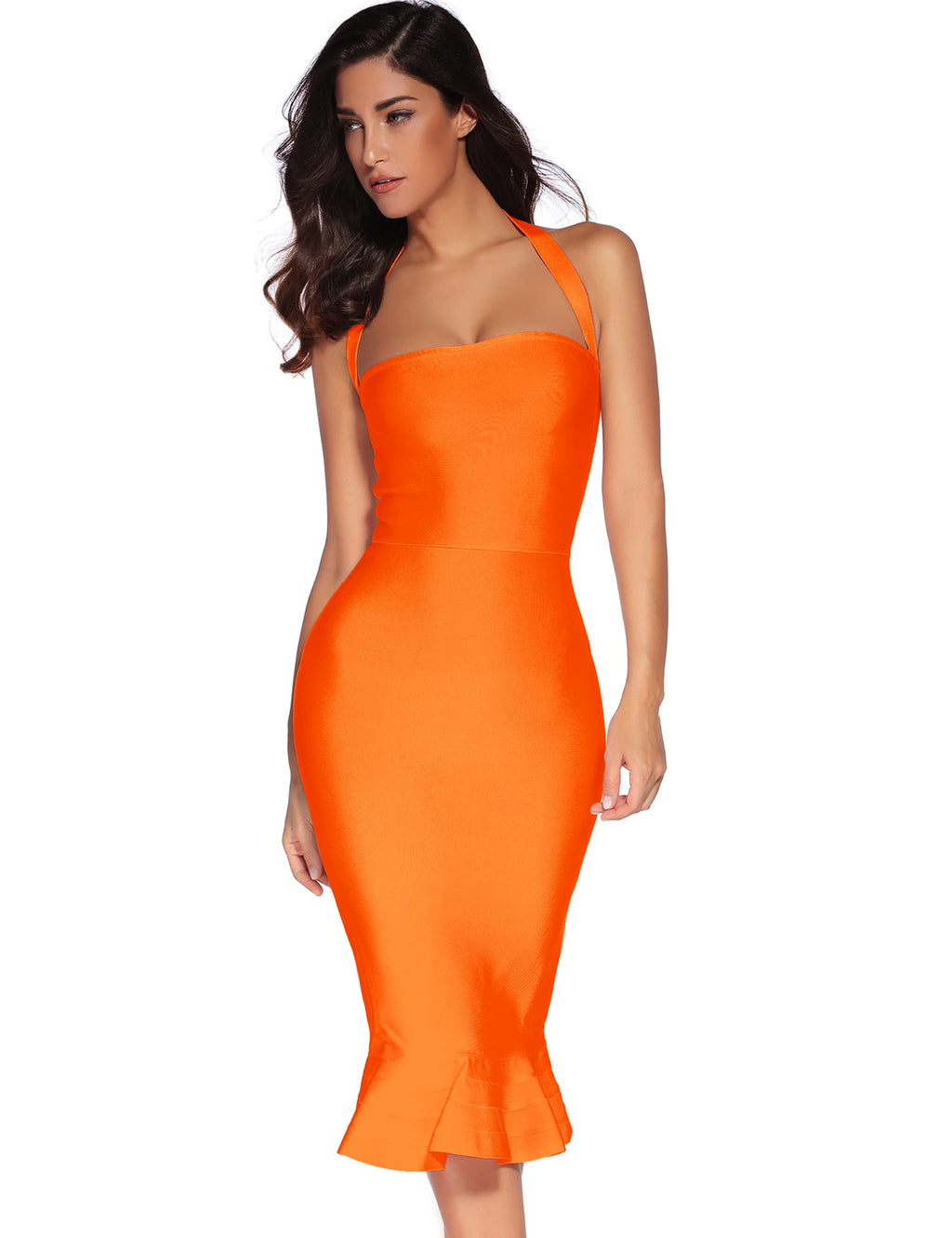 meilun Womens Halter Fishtail Bandage Party Dress Elegant Wedding Guest Dress