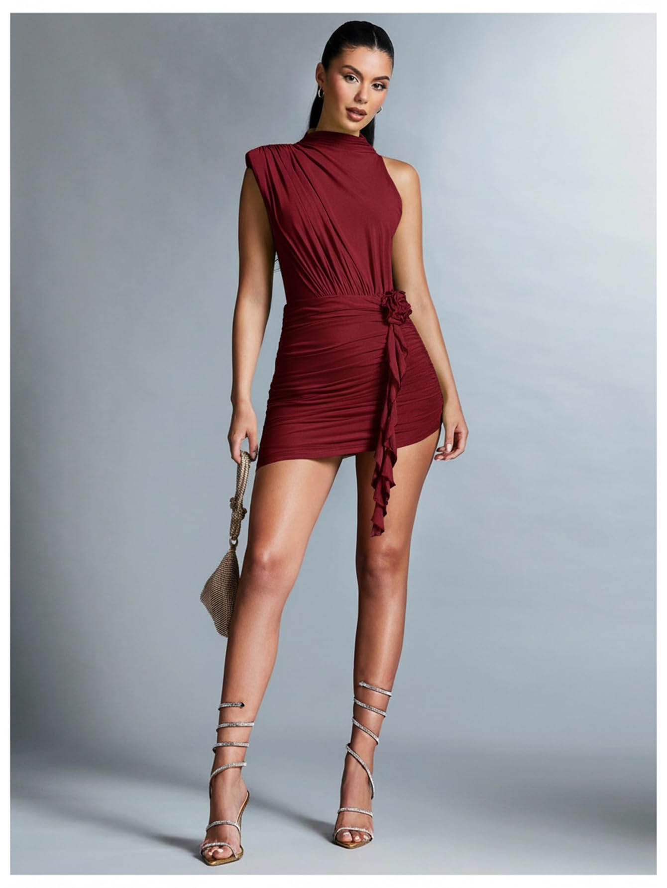 GORGLITTER Women's Asymmetrical Going Out Birthday Cocktail Prom Mini Dress | Green Bodycon Mini Dresses, Unique, Night Out Dress, Prom Party Dinner Outfits for Women,