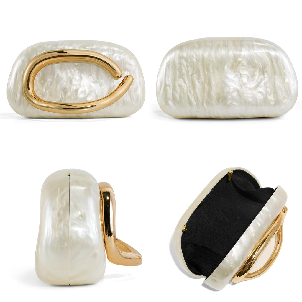 Clutch Purses for Women Formal, PU Leather/Marble Acrylic Evening Bags with Chain, Trendy Metal Handle Purses 2025