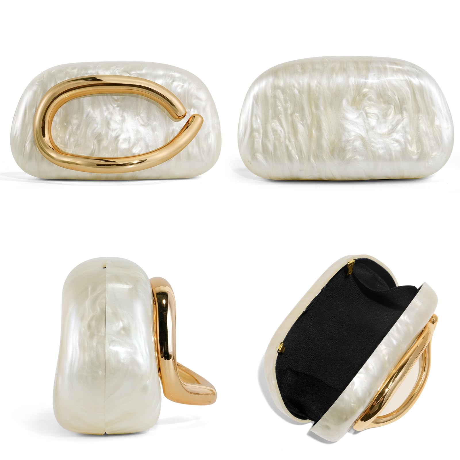 Clutch Purses for Women Formal, PU Leather/Marble Acrylic Evening Bags with Chain, Trendy Metal Handle Purses 2025