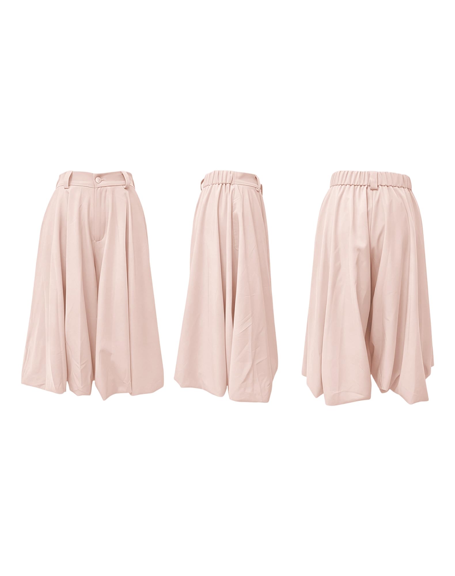 Women's Wide Leg Capri Pants Baggy Pleated Cropped Bubble Pants | High Waisted,with Pockets,Casual,Soft and Lightweight,Skirt Pants,Lantern Balloon Pants