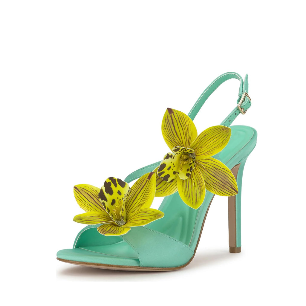 Flower High Heeled Sandals for Women Colorful Floral Open Toe Stiletto Heels Ankle Buckled Fashion Beach Dressy Spring Summer Shoes