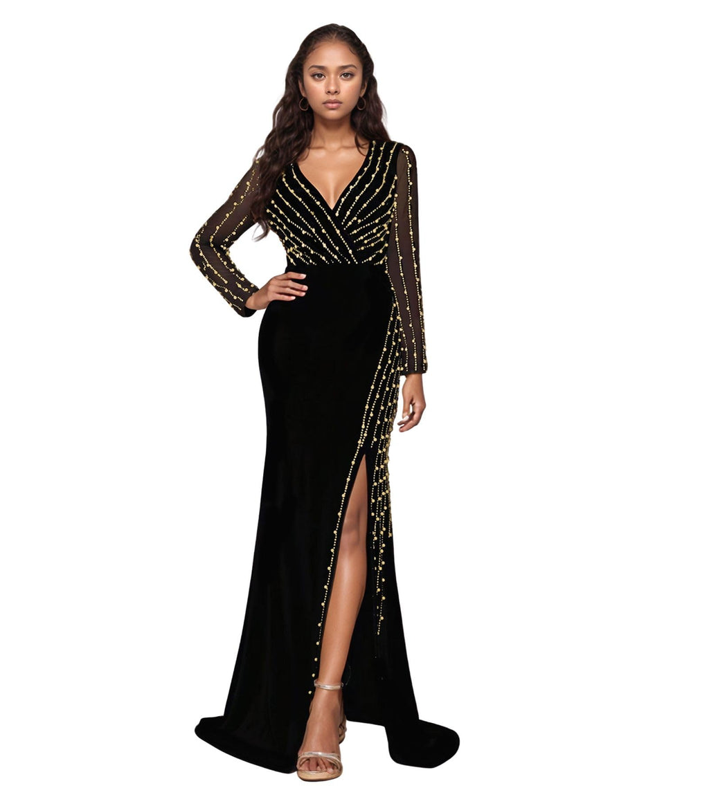 PORRCEY Women's Sexy Elegant Rhinestone Bodycon Dress Hot Drilling Clubwear