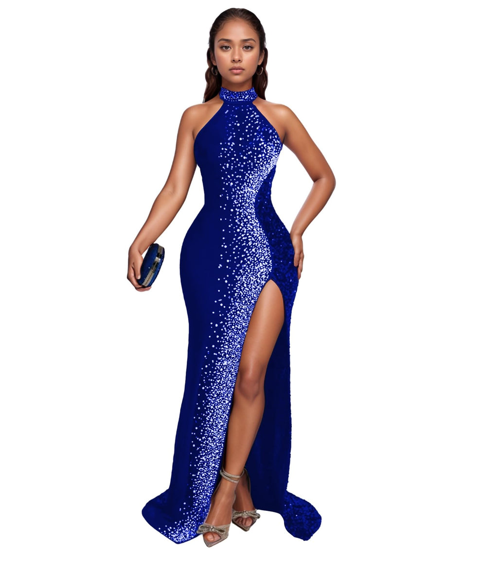 PORRCEY Women's Sexy Elegant Rhinestone Bodycon Dress Hot Drilling Clubwear