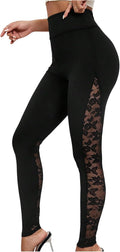 RoseSeek Women's Floral Lace High Waited Leggings See Through Club Outfits | Sexy Leggings for Women, Tummy Control, Skinny, Lace Pants, Concert Outfits Women