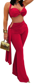 Women's Two Piece Outfits Crop Top and Flare Pants Set Club Going Out | Crop Top, Flare Pants Set, Going Out Sets, Two Piece Sets for Women Going Out, Two Piece Concert Outfits, Sexy Club Outfits