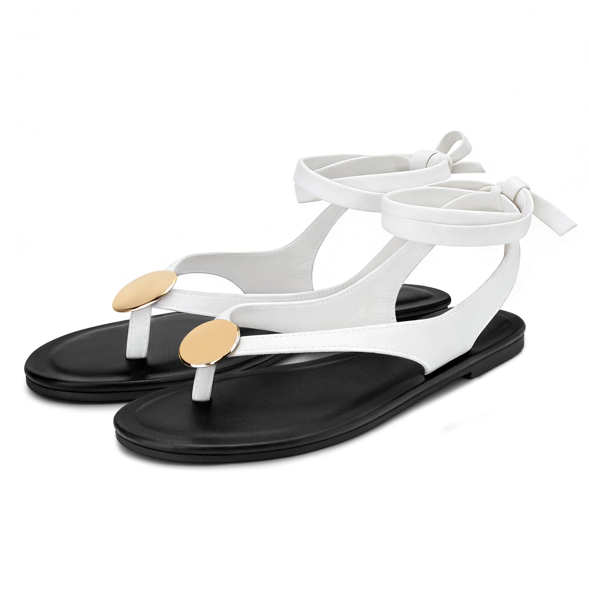 Carcuume Women's Suede Flat Sandals with Metallic Accents Adjustable Strappy Flip Flops for Beach Vacation Casual Outings Cushioned Dressy Slides,MOLAZY-00