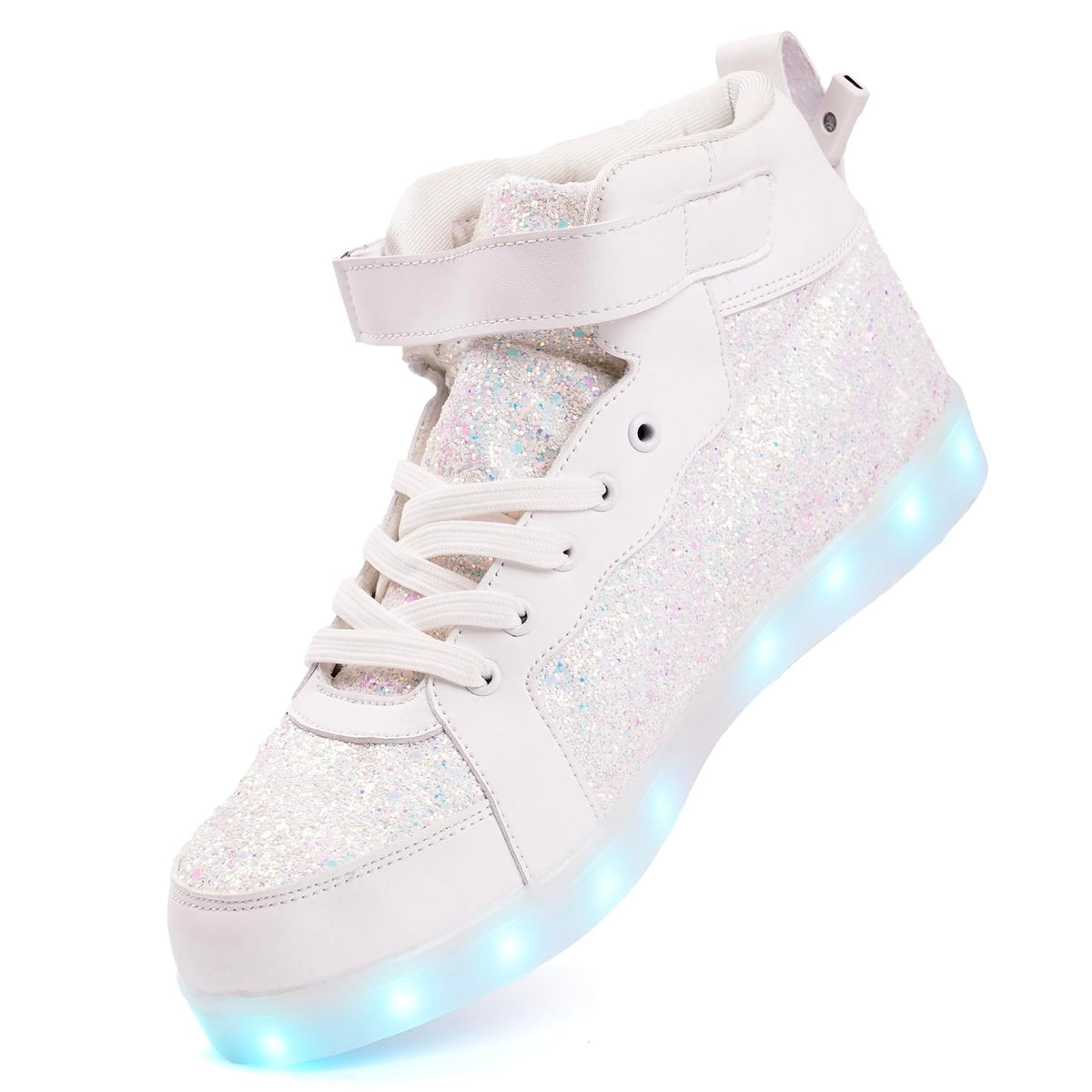 Glitter Led Shoes Light Up Shoes High Top Sneakers for Women Men Flashing Dancing Shoes for Halloween Christmas Party with USB Charging