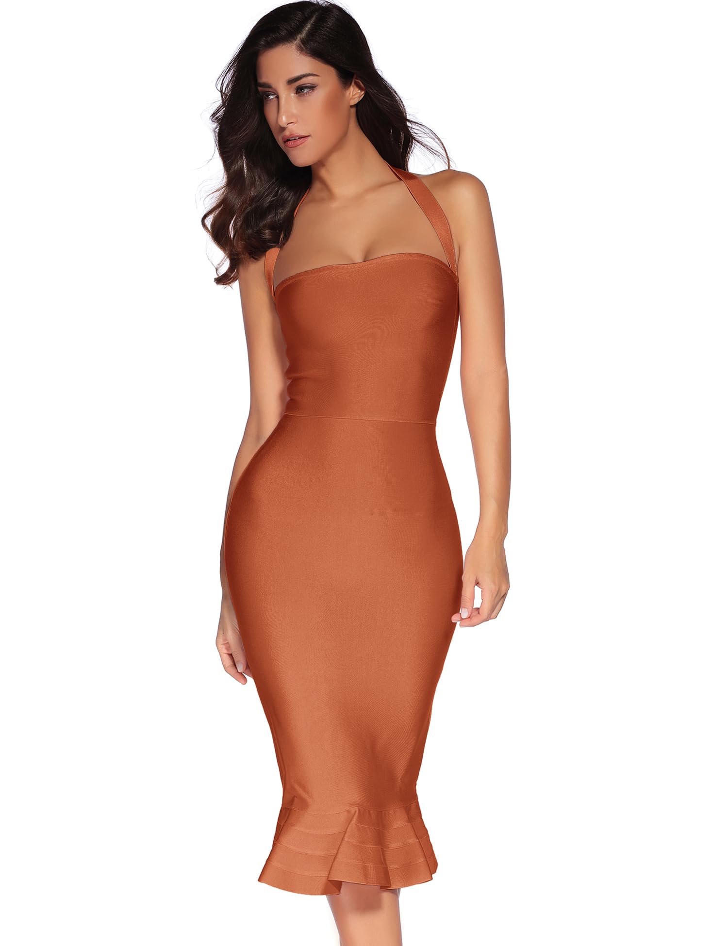 meilun Womens Halter Fishtail Bandage Party Dress Elegant Wedding Guest Dress