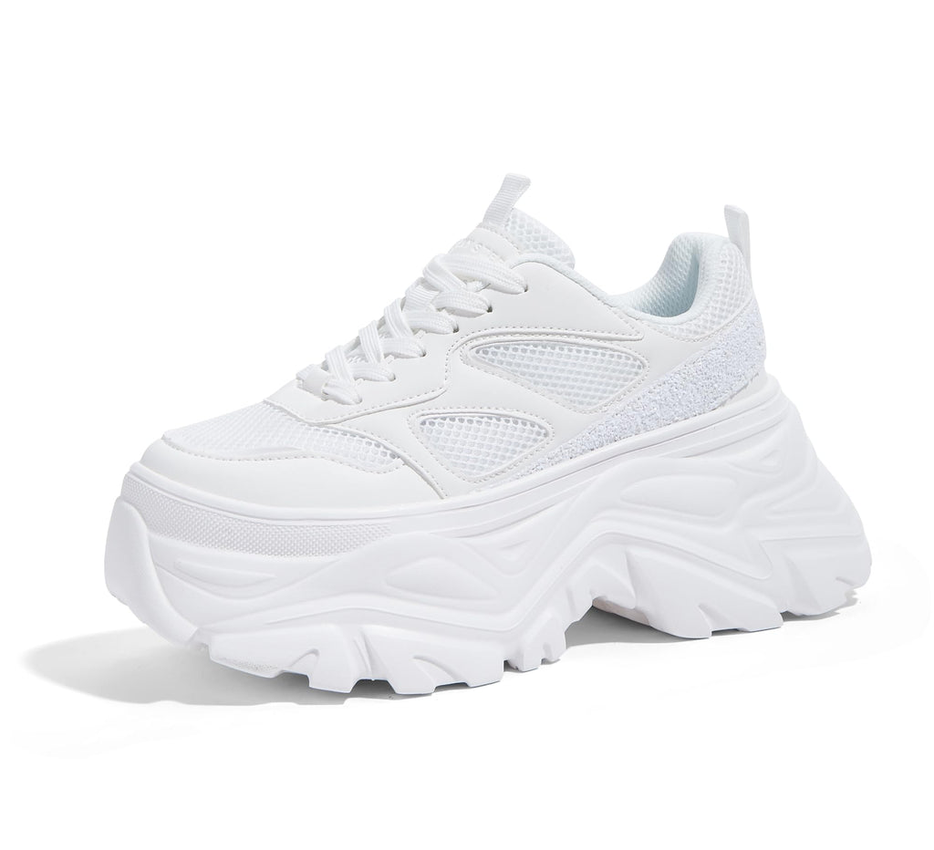 LUCKY STEP Women's Rhinestone Chunky Sneakers Breathable | Lightweight Running Non Slip Breathable Chunky