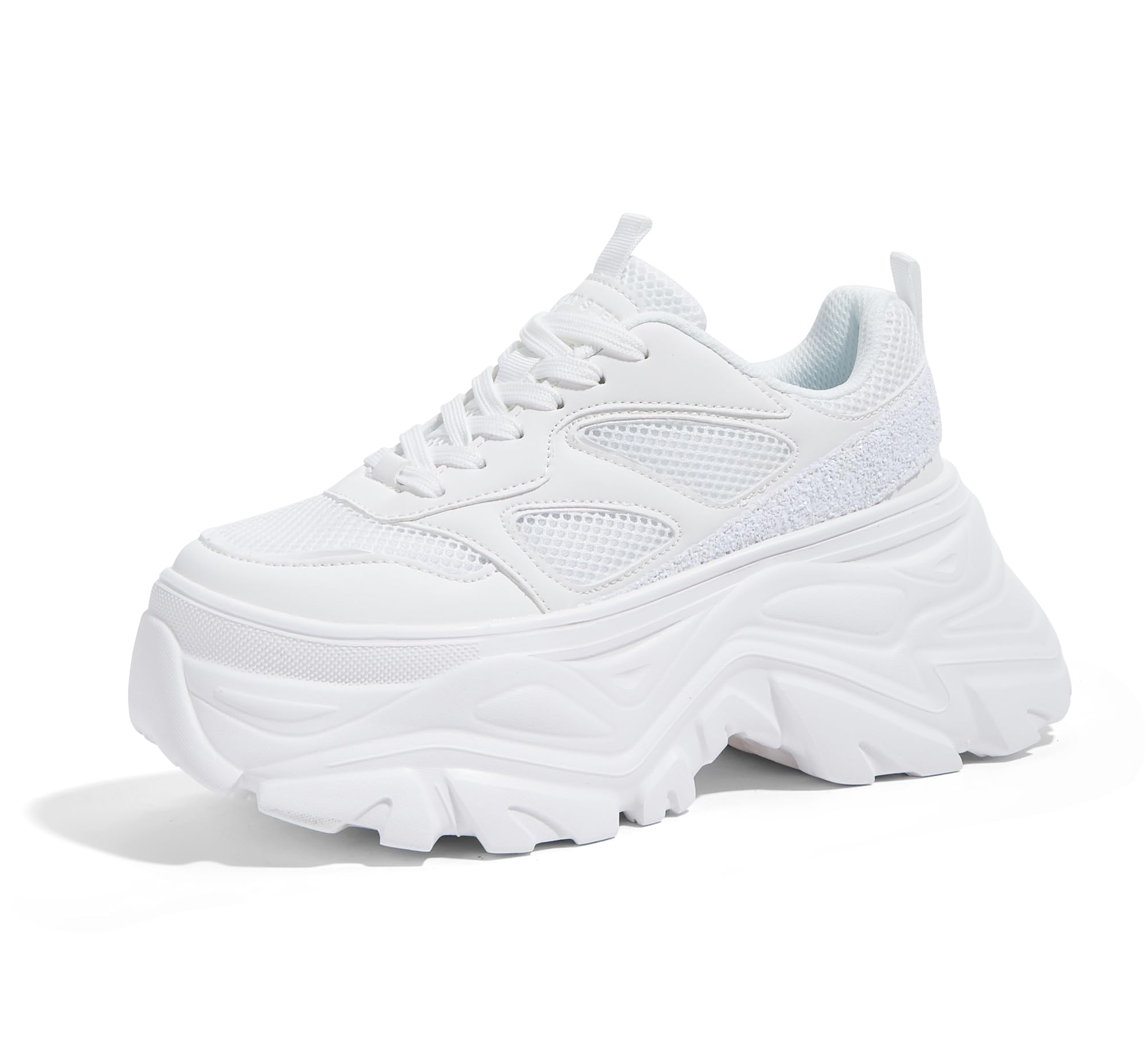 LUCKY STEP Women's Rhinestone Chunky Sneakers Breathable | Lightweight Running Non Slip Breathable Chunky