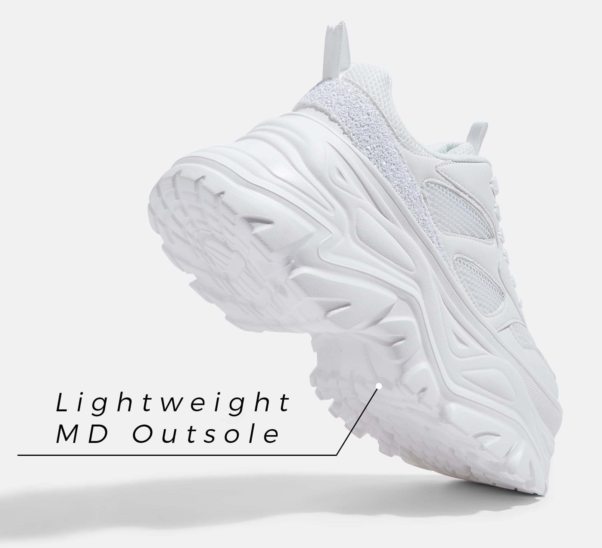 LUCKY STEP Women's Rhinestone Chunky Sneakers Breathable | Lightweight Running Non Slip Breathable Chunky