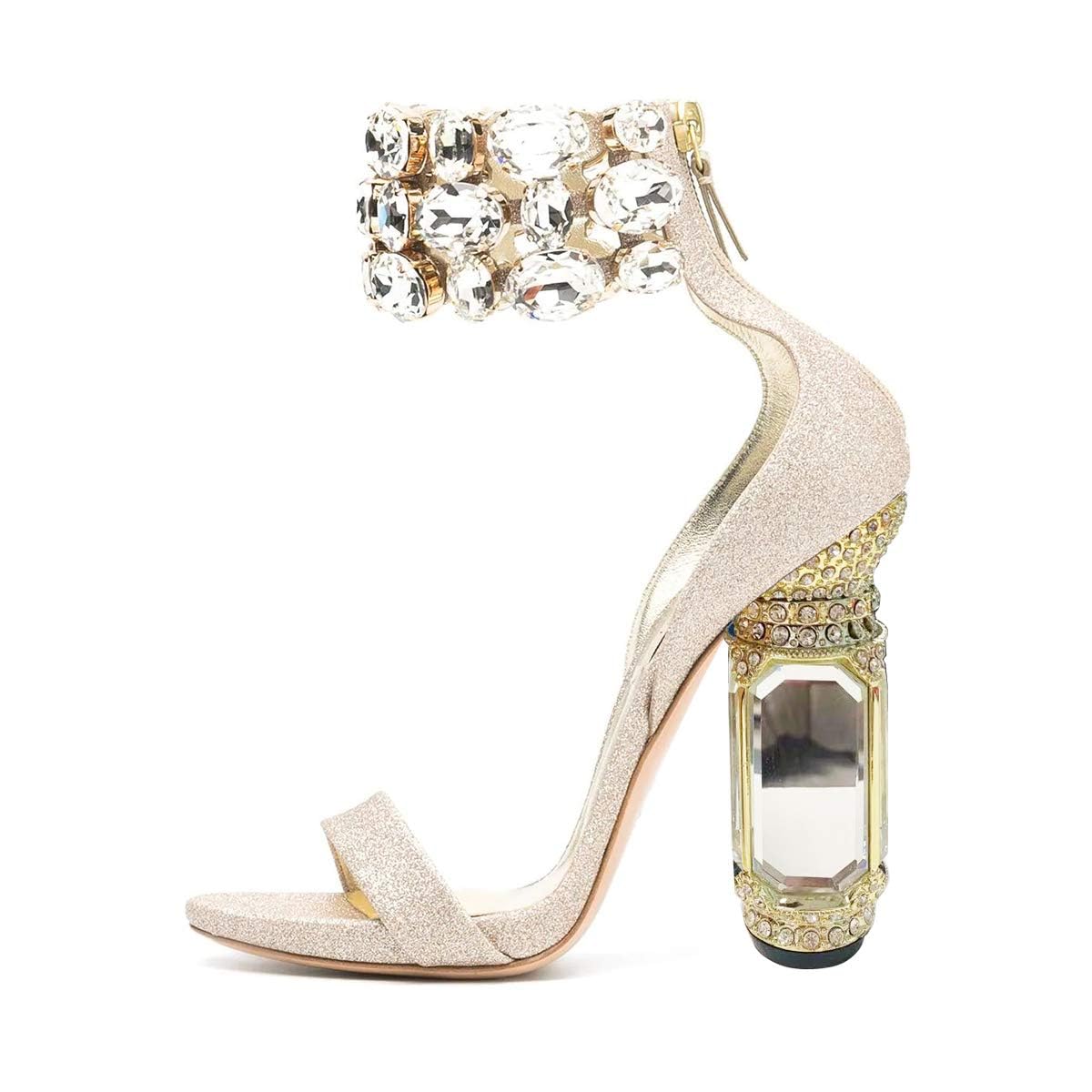 FSJ Women Open Toe Stylish Sandals Ankle Strap Chunky Block High Thick Heels Wedding Party Ballroom Shoes Size 4-15 US