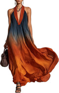 Women's Halter Neck Maxi Dress Sleeveless Deep V-Neck Chiffon Dress Beach Wedding Guest Summer Evening Party
