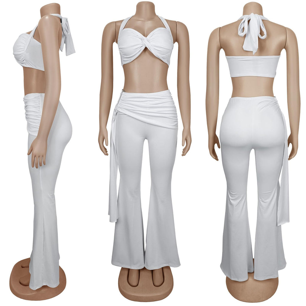 Women's Two Piece Outfits Crop Top and Flare Pants Set Club Going Out | Crop Top, Flare Pants Set, Going Out Sets, Two Piece Sets for Women Going Out, Two Piece Concert Outfits, Sexy Club Outfits