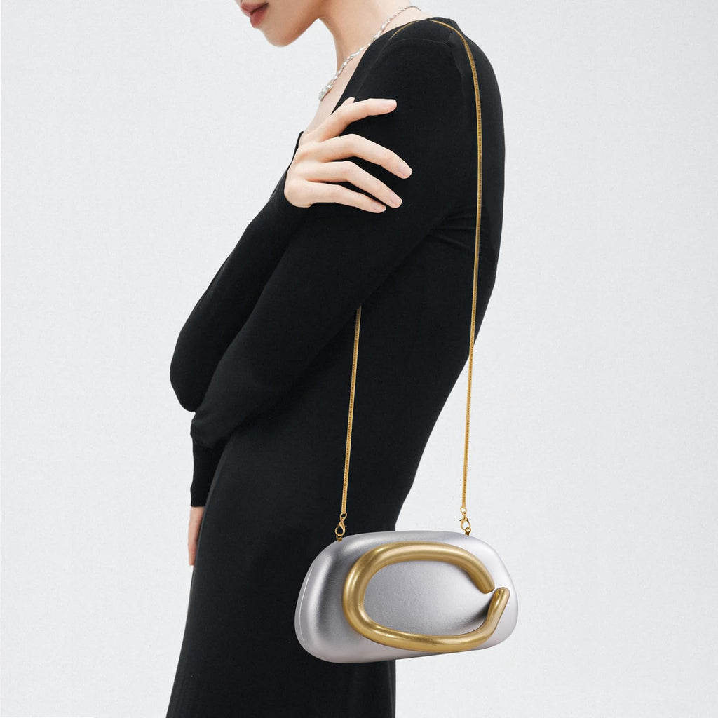 Clutch Purses for Women Formal, PU Leather/Marble Acrylic Evening Bags with Chain, Trendy Metal Handle Purses 2025