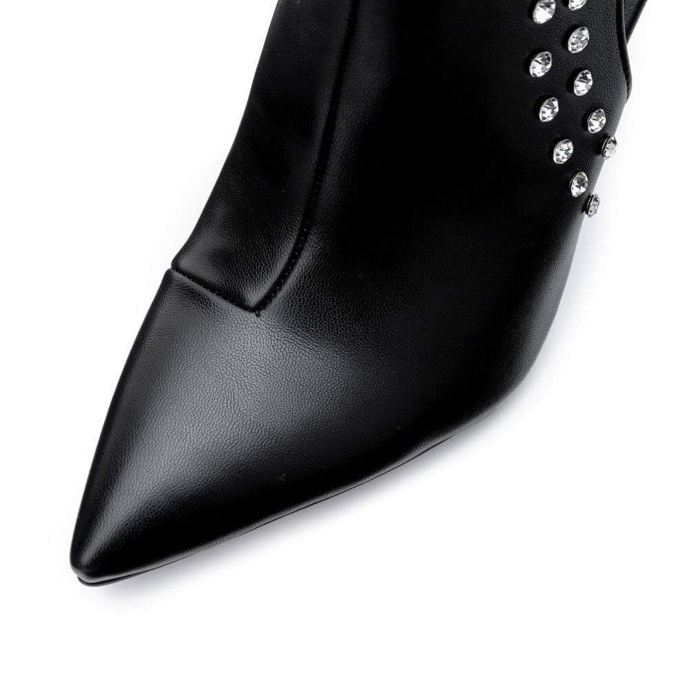 Ankle Boots for Women,Bare Legged Pointed Women's Boots, Rhinestone Booties Black Sexy Stiletto With High Heel