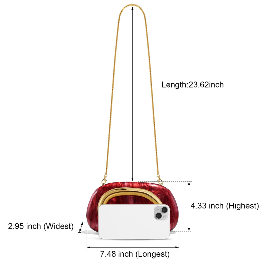 Clutch Purses for Women Formal, PU Leather/Marble Acrylic Evening Bags with Chain, Trendy Metal Handle Purses 2025