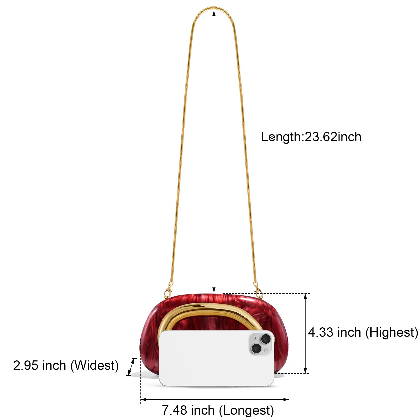 Clutch Purses for Women Formal, PU Leather/Marble Acrylic Evening Bags with Chain, Trendy Metal Handle Purses 2025
