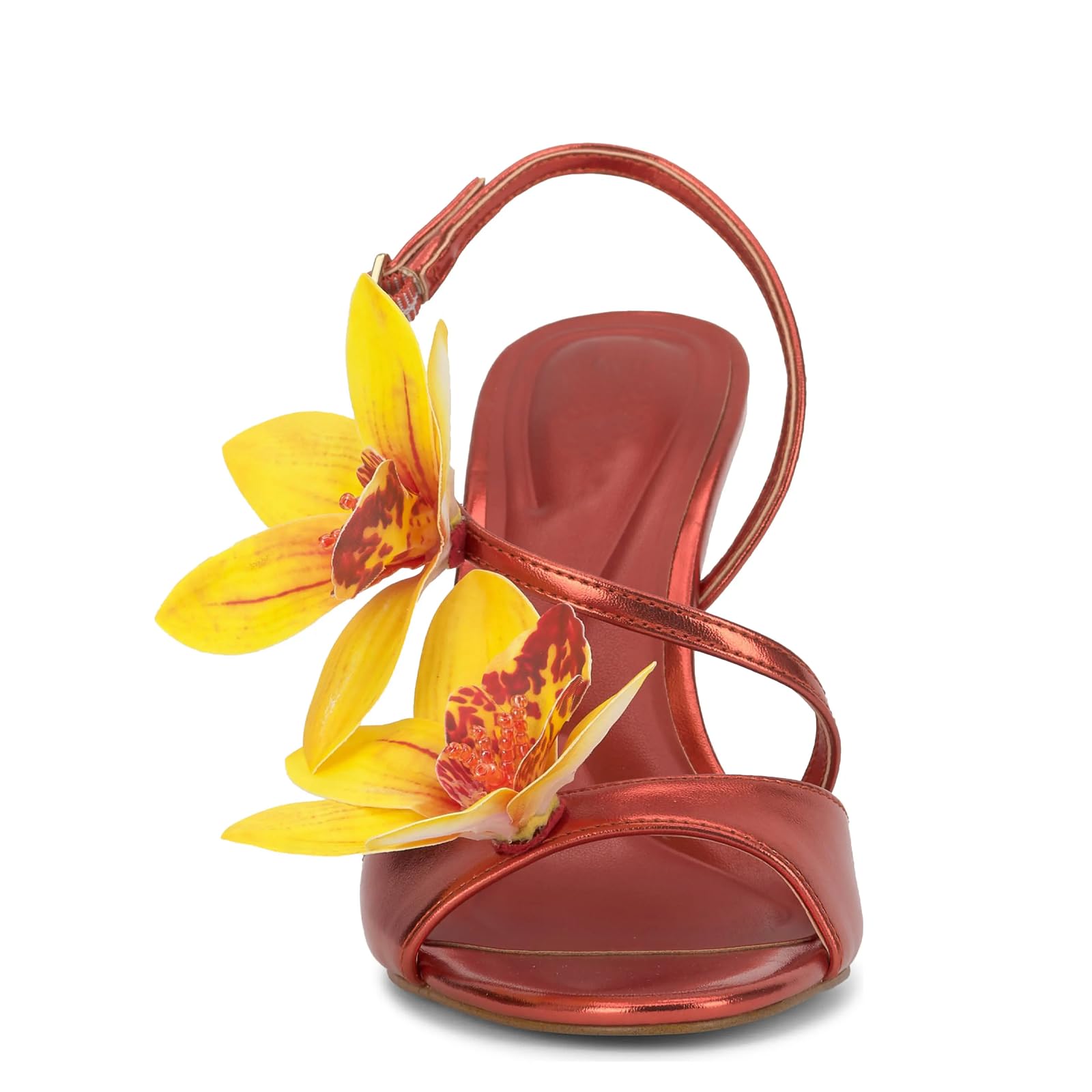 Flower High Heeled Sandals for Women Colorful Floral Open Toe Stiletto Heels Ankle Buckled Fashion Beach Dressy Spring Summer Shoes
