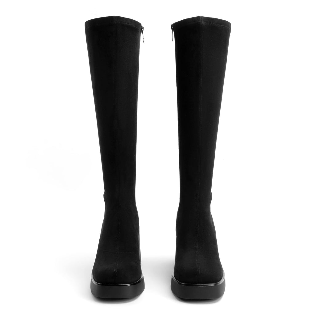 AprCoco Knee High Boots for Women GoGo Boots Platform Square Toe Womens Chunky Heel Side Zipper Boot