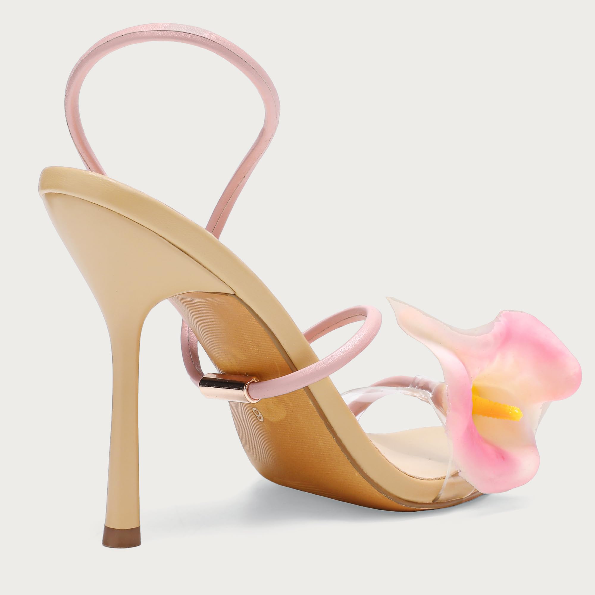 Flower High Heels for Women Calla Lily Sexy Floral Strappy Stilettos Heels | Flower Heels, Calla Lily Open Toe Strappy Heeled Sandals, Floral Stilettos Heels for Wedding Bride Party Daily Wear