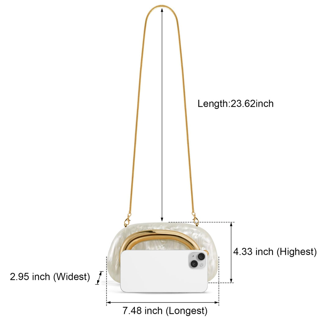 Clutch Purses for Women Formal, PU Leather/Marble Acrylic Evening Bags with Chain, Trendy Metal Handle Purses 2025