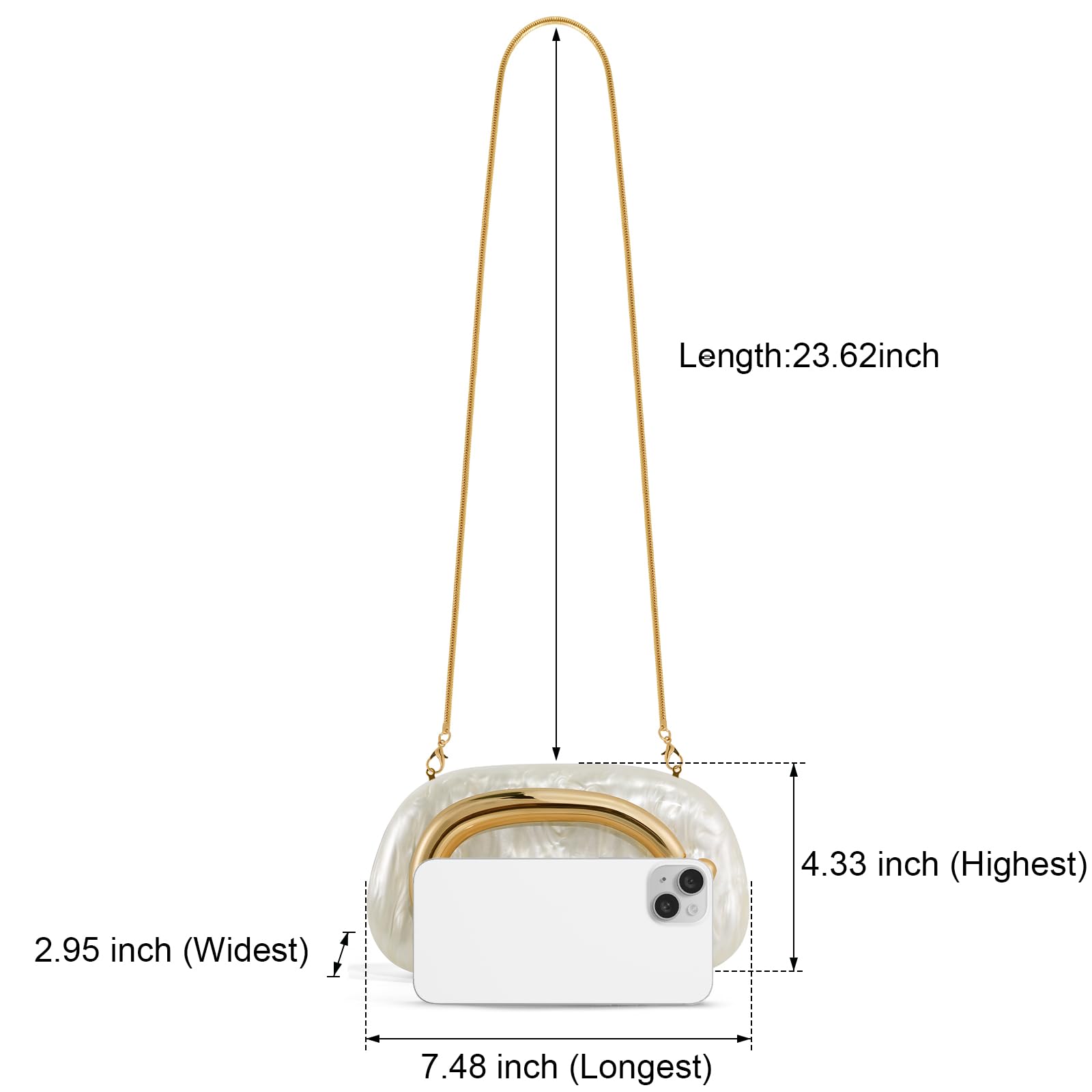 Clutch Purses for Women Formal, PU Leather/Marble Acrylic Evening Bags with Chain, Trendy Metal Handle Purses 2025