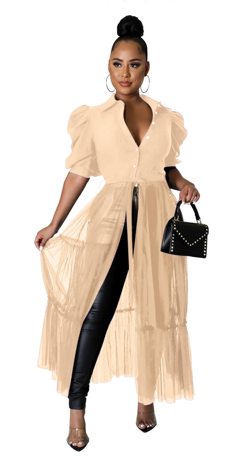 Ekaliy Women's Ruffle Blouse Shirt Asymmetrical Tunic Dress with Belt | Short sleeve,Bodycon,Ruffle,Club ,Party outfits,Asymmetrical Irregular Hem,Tops Blouse Shirt Dress