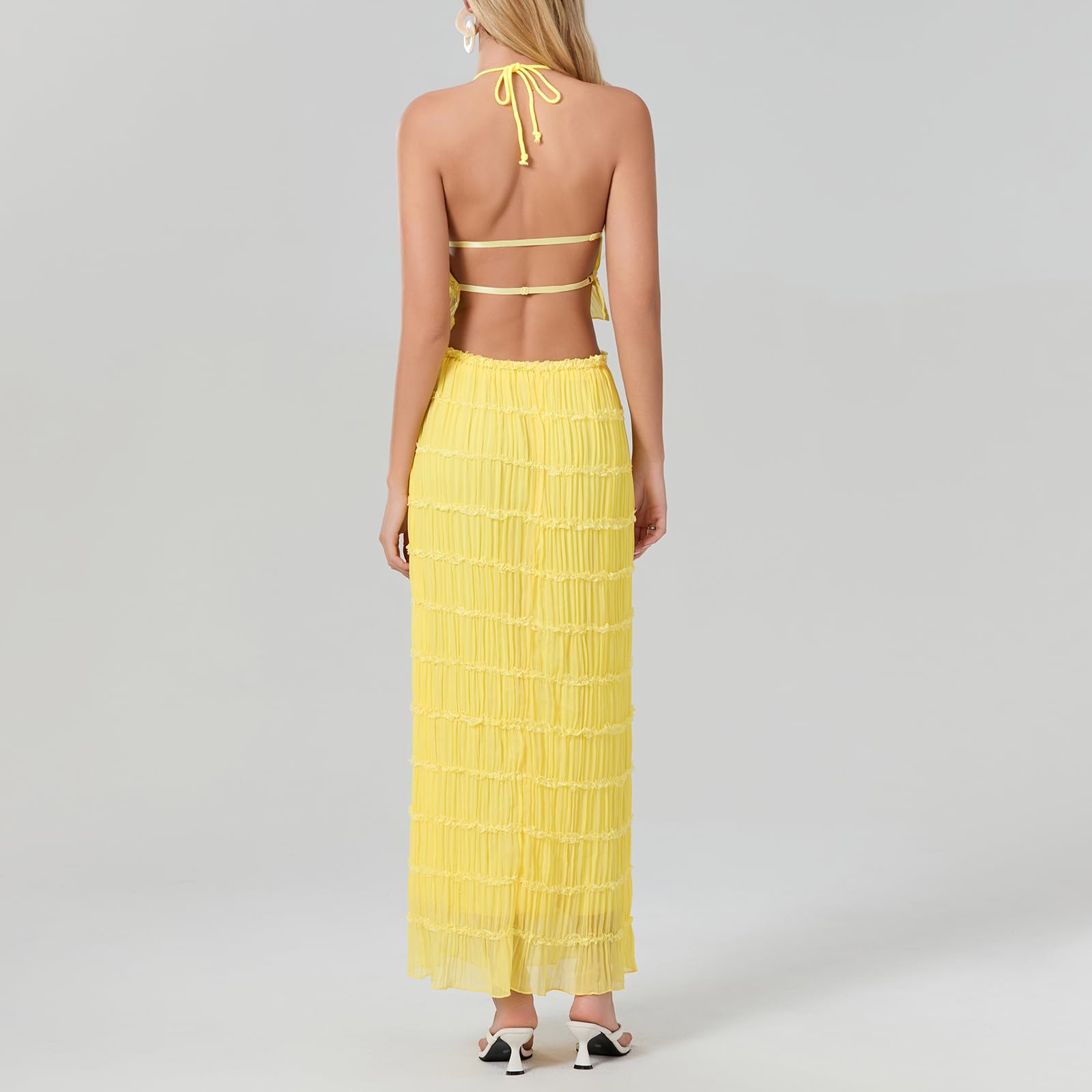 Women Y2K Skirt Set Outfits Strapless Crop Top Bodycon Midi Skirt Dress Sexy 2 Piece Knit Outfits Skirt Summer