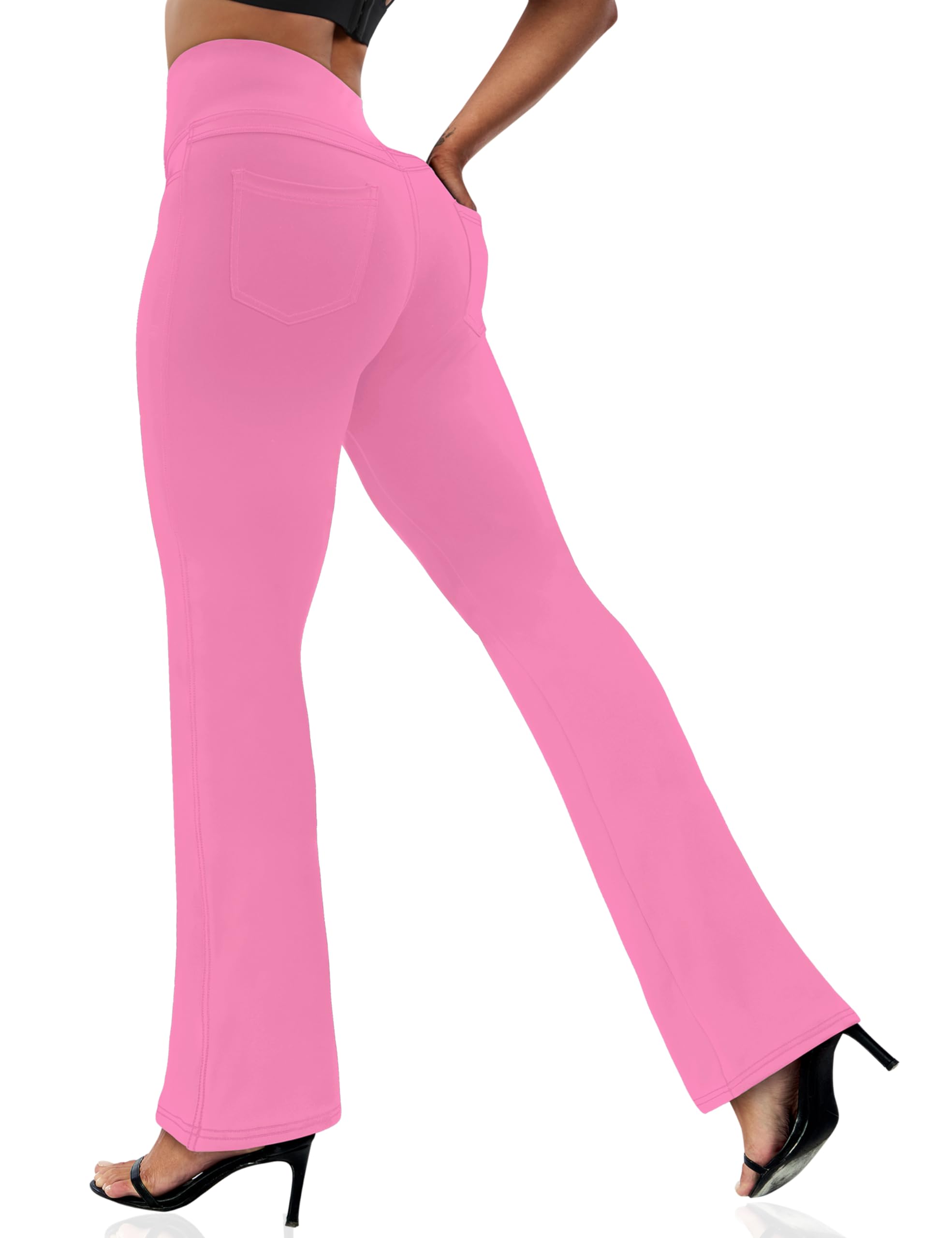 VOOVEEYA Women's Bootcut Leggings - Bootleg Yoga Pants Flare with 4 Pockets | Tummy Control High Waisted, Comfortable Fit, Buttery-Soft Fabric, 4-Way Stretchy Dress Pants for Yoga, Work & Casual Wear