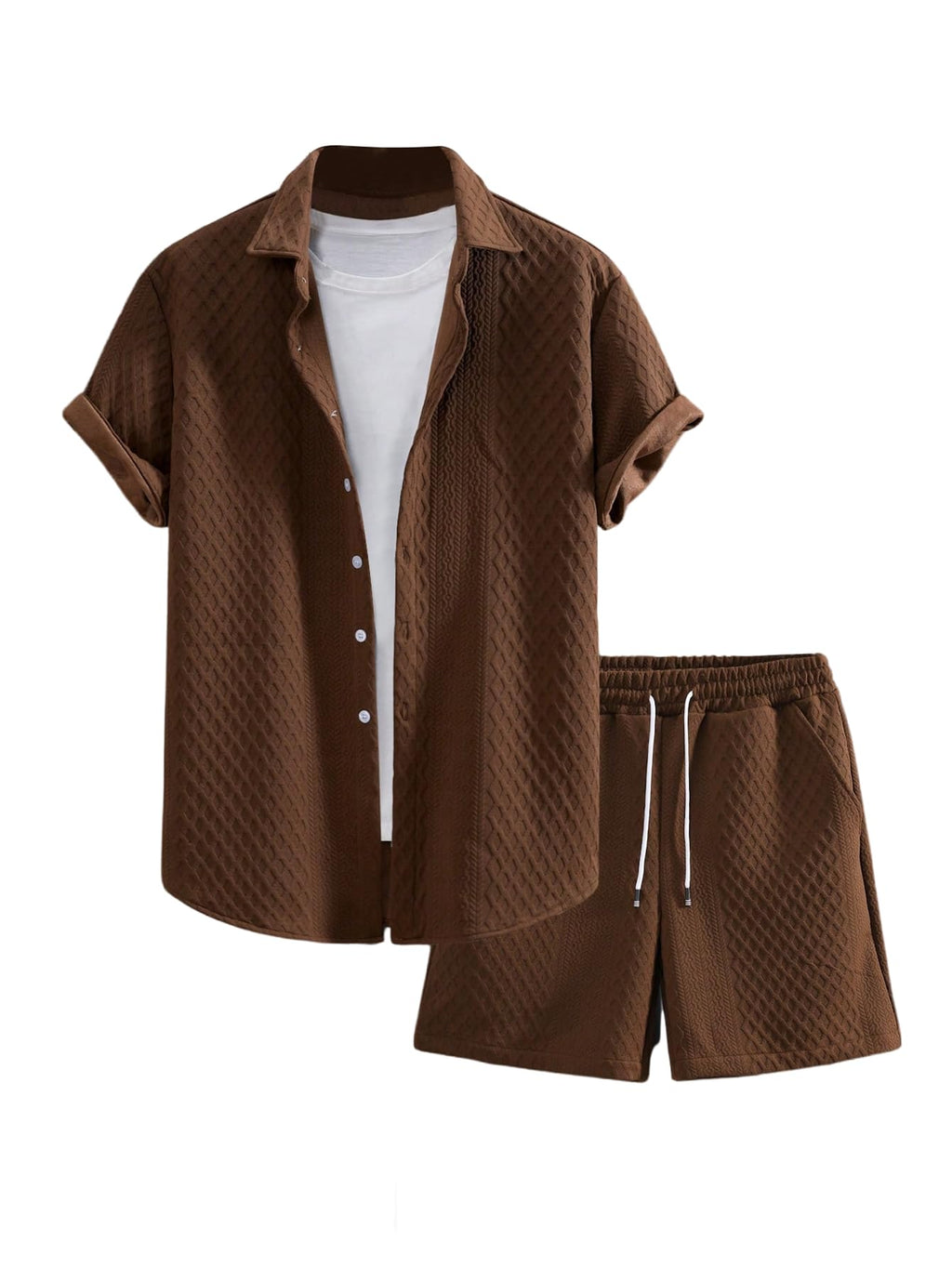GORGLITTER Men's Vacation Summer Cruise Outfits 2 Piece Linen Shorts Sets | Beach All White Outfits, Short Sleeve Button Up Shirt, Matching Sets Clothing, Old Money Clothes