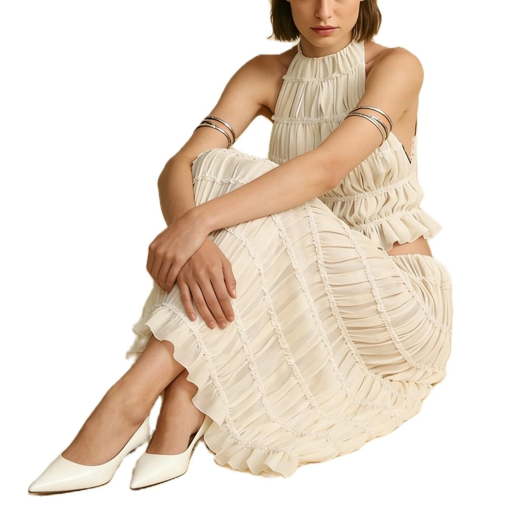 Women Y2K Skirt Set Outfits Strapless Crop Top Bodycon Midi Skirt Dress Sexy 2 Piece Knit Outfits Skirt Summer